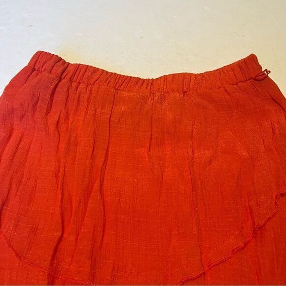 A. Byer skirt midi orange-red Small tiered longer in back elastic waist - Picture 7 of 8